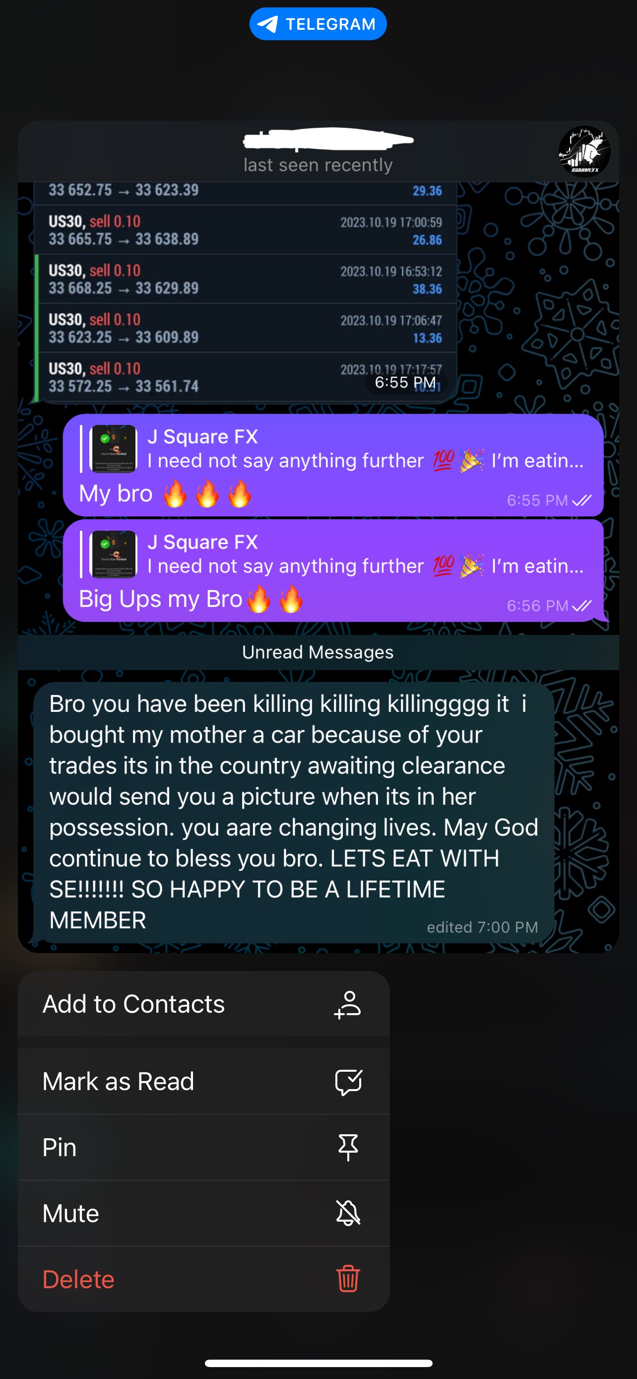 Client trading result